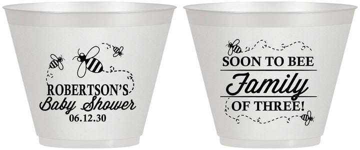 Custom Baby Shower 9 oz Wine Frosted Cups - Bee Family | 90155