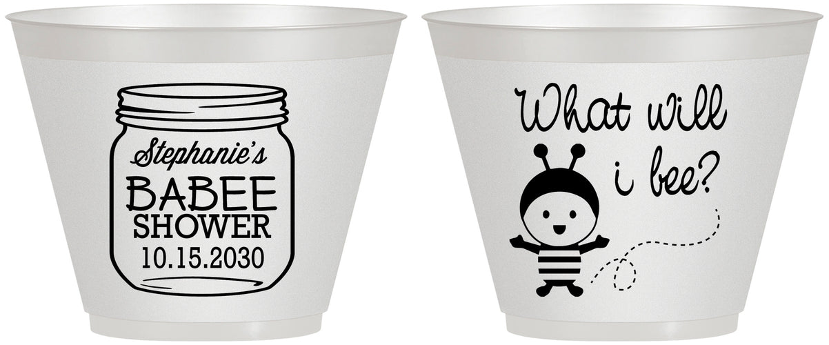 Custom Baby Shower 9 oz Wine Frosted Cups - What Will I Bee | 90156