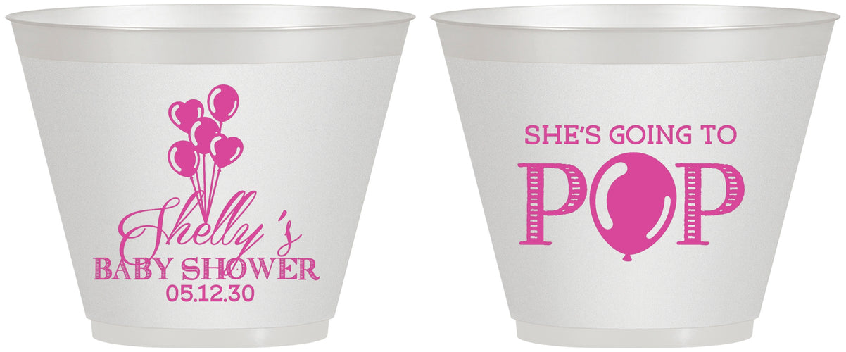 Custom Baby Shower 9 oz Wine Frosted Cups - Shes Going To Pop | 90157
