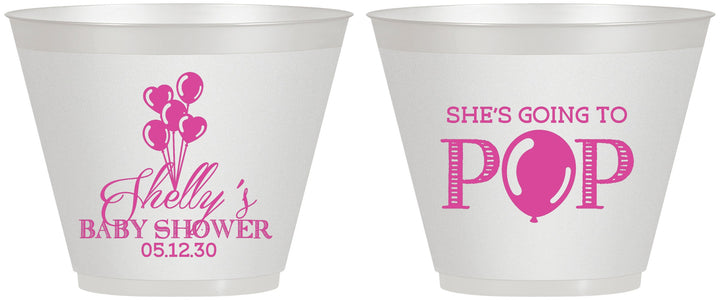 Custom Baby Shower 9 oz Wine Frosted Cups - Shes Going To Pop | 90157