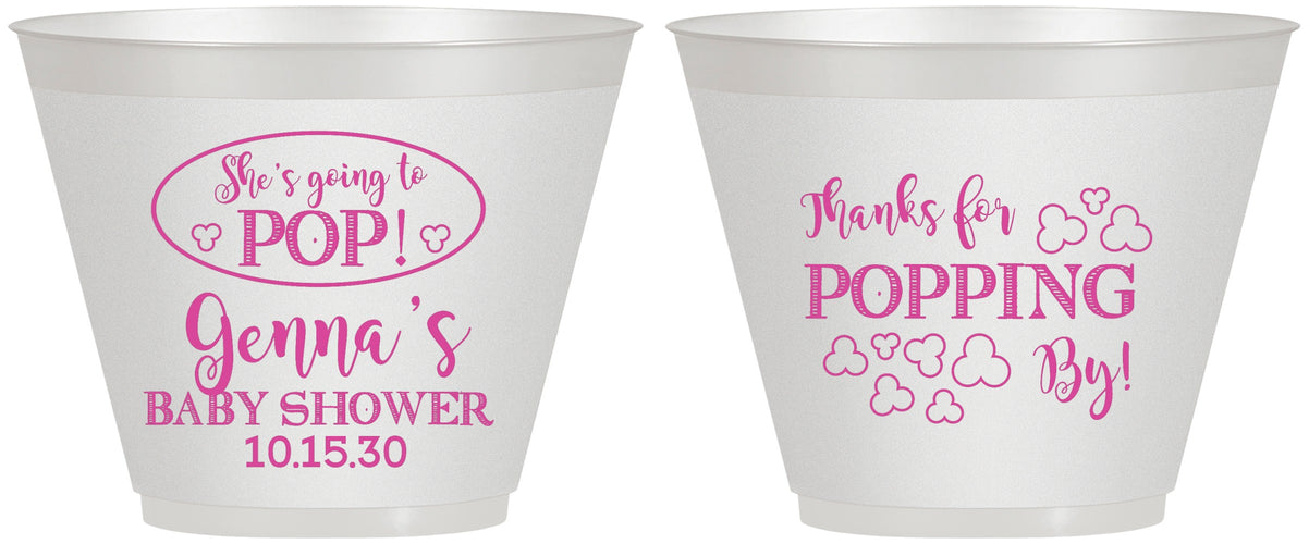 Custom Baby Shower 9 oz Wine Frosted Cups - Popping By | 90158