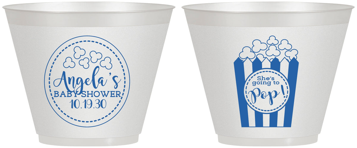 Custom Baby Shower 9 oz Wine Frosted Cups - Shes Going To Pop | 90159