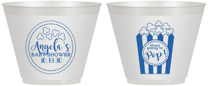 Custom Baby Shower 9 oz Wine Frosted Cups - Shes Going To Pop | 90159