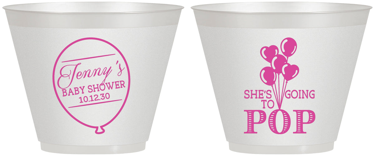 Custom Baby Shower 9 oz Wine Frosted Cups - Shes Going To Pop | 90160