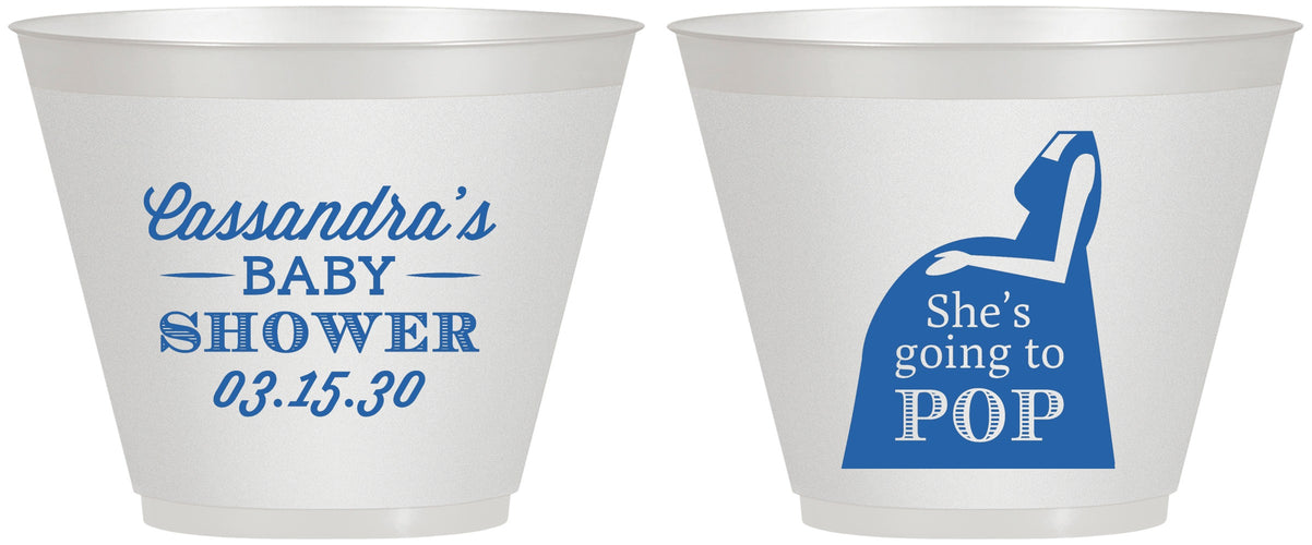 Custom Baby Shower 9 oz Wine Frosted Cups - Shes Going To Pop | 90161