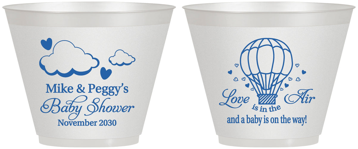 Custom Baby Shower 9 oz Wine Frosted Cups - Love Is In The Air | 90163