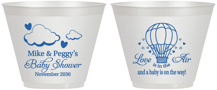 Custom Baby Shower 9 oz Wine Frosted Cups - Love Is In The Air | 90163