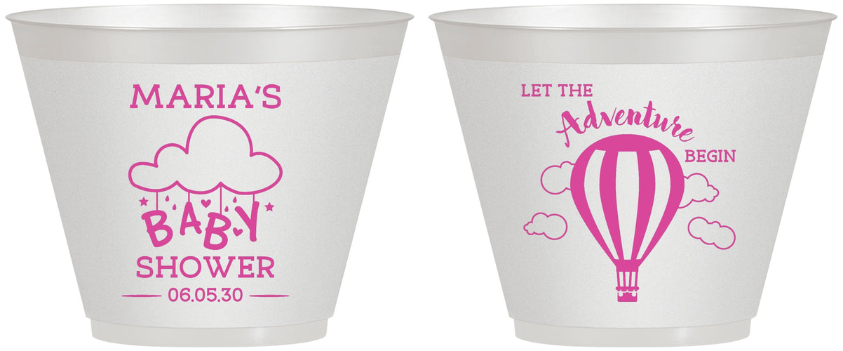Custom Baby Shower 9 oz Wine Frosted Cups - Hot Air Balloon | 90164