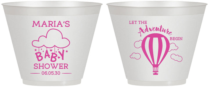 Custom Baby Shower 9 oz Wine Frosted Cups - Hot Air Balloon | 90164