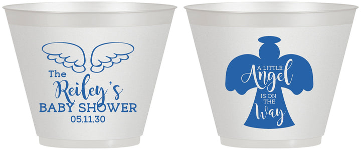 Custom Baby Shower 9 oz Wine Frosted Cups - Angel On The Way | 90165