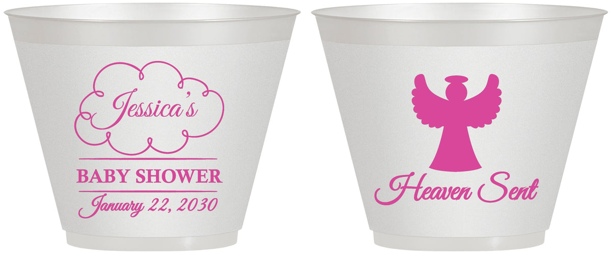Custom Baby Shower 9 oz Wine Frosted Cups - Heaven Sent | 90166