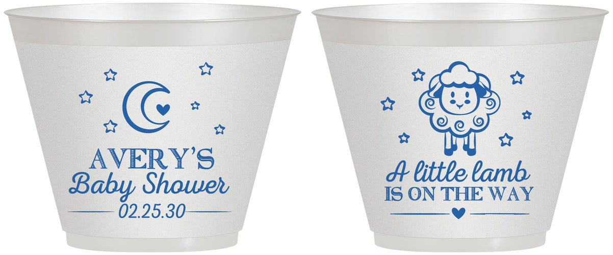 Custom Baby Shower 9 oz Wine Frosted Cups - Little Lamb On The Way | 90167