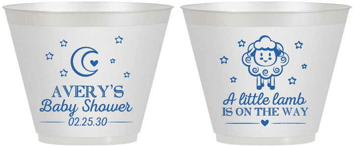 Custom Baby Shower 9 oz Wine Frosted Cups - Little Lamb On The Way | 90167