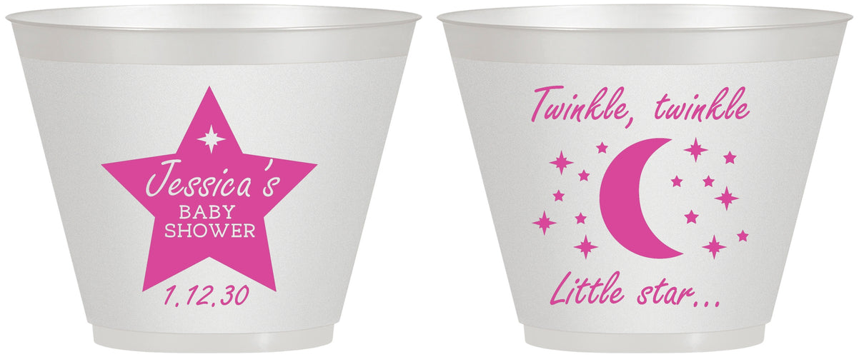 Custom Baby Shower 9 oz Wine Frosted Cups - Twinkle Twinkle Little Star | 90168