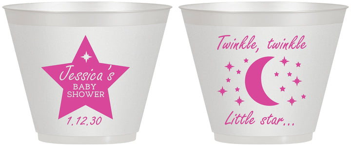 Custom Baby Shower 9 oz Wine Frosted Cups - Twinkle Twinkle Little Star | 90168