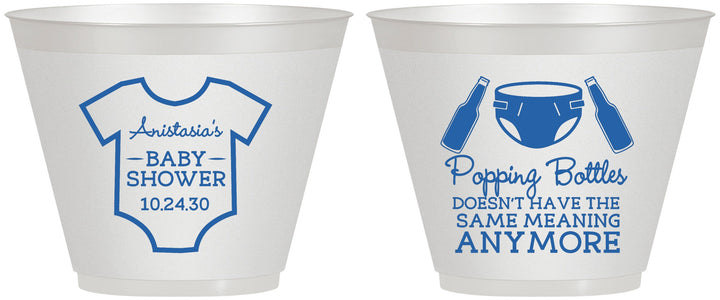 Custom Baby Shower 9 oz Wine Frosted Cups - Popping Bottles | 90169