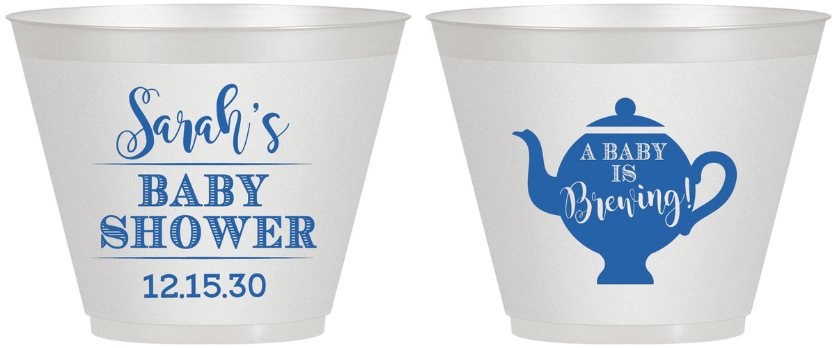 Custom Baby Shower 9 oz Wine Frosted Cups - Baby Is Brewing | 90172