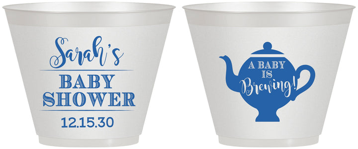 Custom Baby Shower 9 oz Wine Frosted Cups - Baby Is Brewing | 90172