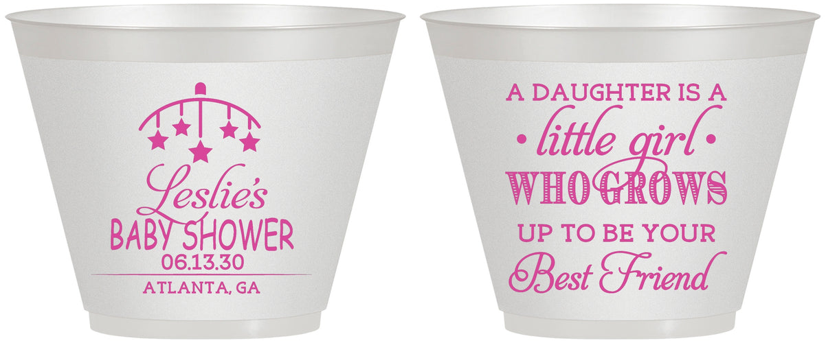 Custom Baby Shower 9 oz Wine Frosted Cups - Little Girls Best Friend | 90173