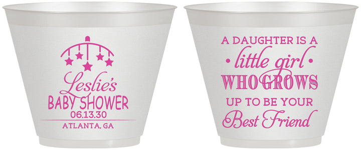 Custom Baby Shower 9 oz Wine Frosted Cups - Little Girls Best Friend | 90173