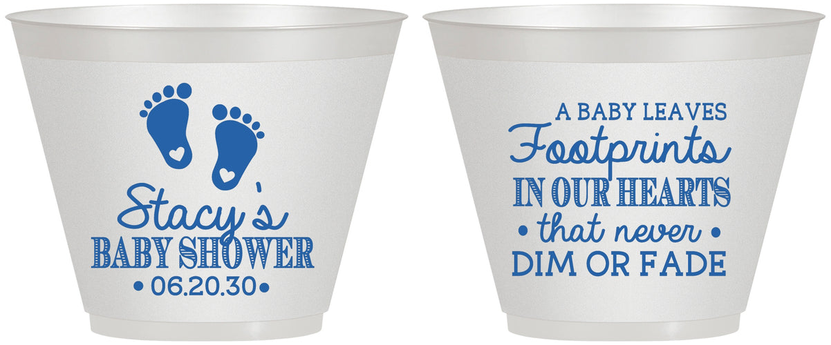 Custom Baby Shower 9 oz Wine Frosted Cups - Footprints | 90176