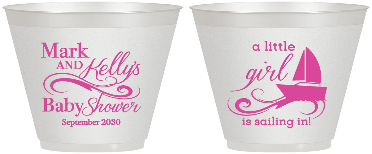 Custom Baby Shower 9 oz Wine Frosted Cups - Sailboat | 90178