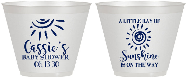 Custom Baby Shower 9 oz Wine Frosted Cups - Sunshine | 90179