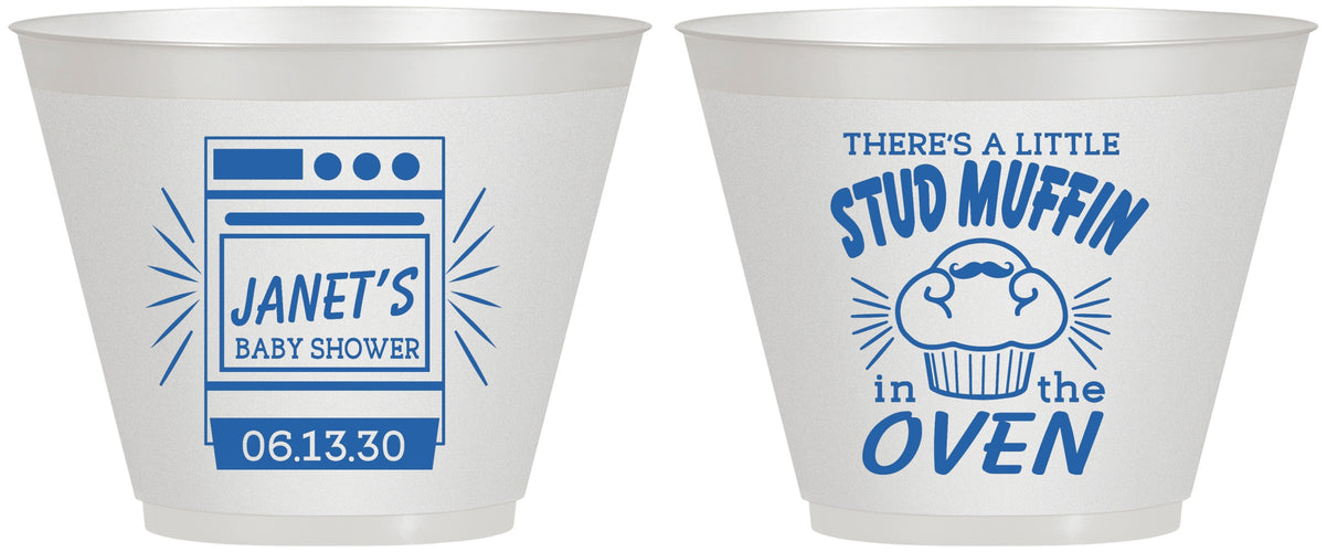 Custom Baby Shower 9 oz Wine Frosted Cups - Stud Muffin | 90182