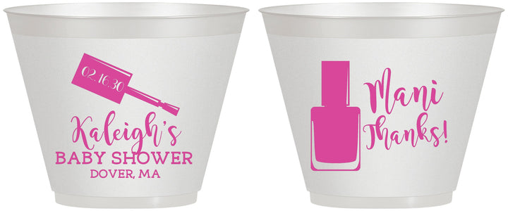 Custom Baby Shower 9 oz Wine Frosted Cups - Mani Thanks | 90184