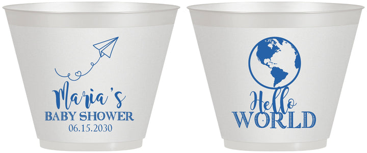 Custom Baby Shower 9 oz Wine Frosted Cups - Hello World | 90185