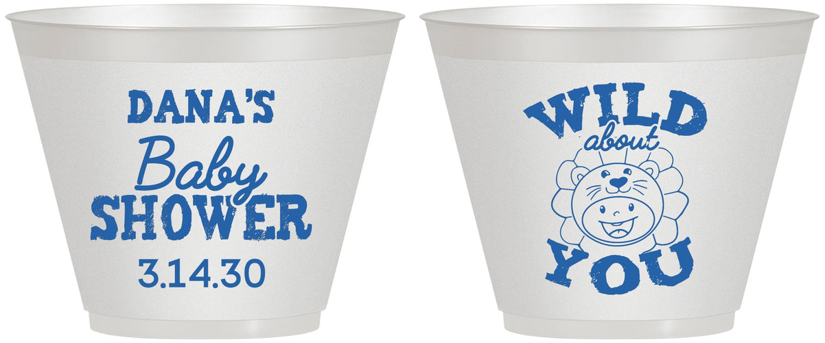 Custom Baby Shower 9 oz Wine Frosted Cups - Lion Wild About You | 90186