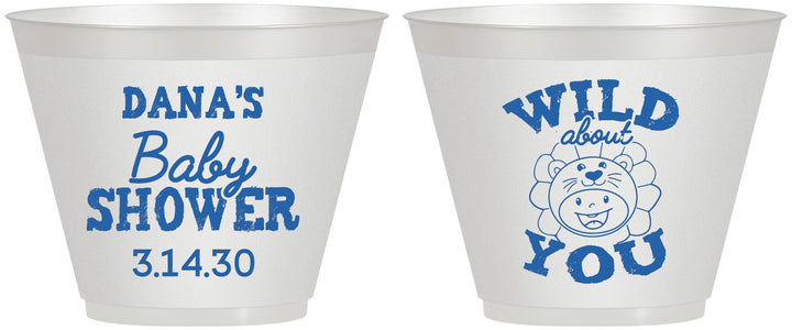 Custom Baby Shower 9 oz Wine Frosted Cups - Lion Wild About You | 90186