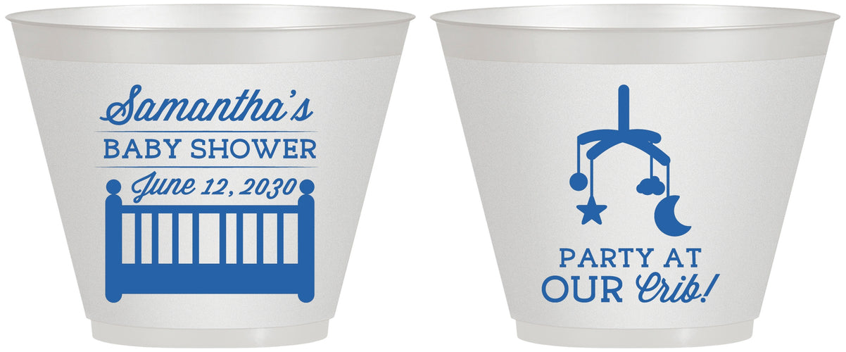 Custom Baby Shower 9 oz Wine Frosted Cups - Party At Our Crib | 90187