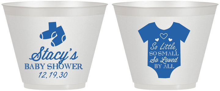 Custom Baby Shower 9 oz Wine Frosted Cups - Loved By All | 90188