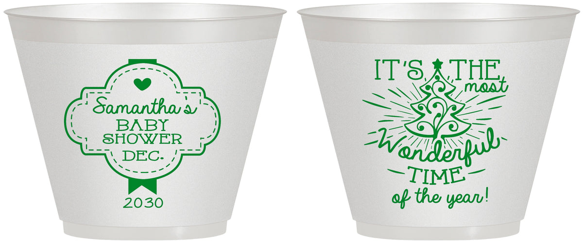 Custom Baby Shower 9 oz Wine Frosted Cups - Christmas | 90190