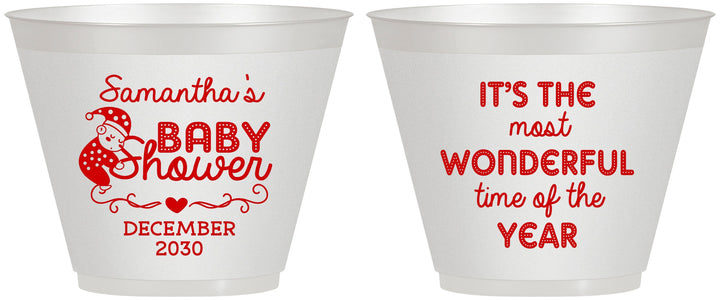 Custom Baby Shower 9 oz Wine Frosted Cups - Christmas | 90191