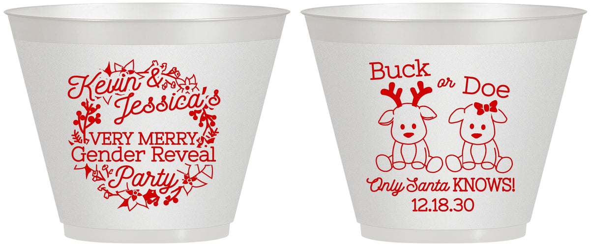 Custom Baby Shower 9 oz Wine Frosted Cups - Christmas Gender Reveal | 90193