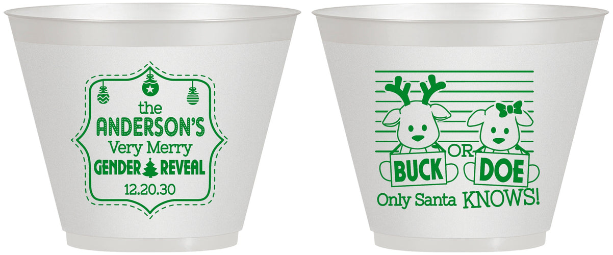 Custom Baby Shower 9 oz Wine Frosted Cups - Christmas Gender Reveal | 90194