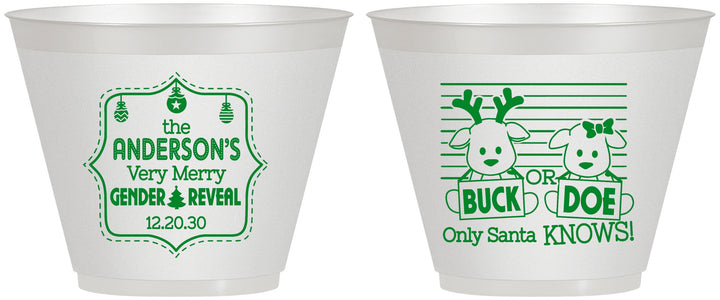 Custom Baby Shower 9 oz Wine Frosted Cups - Christmas Gender Reveal | 90194
