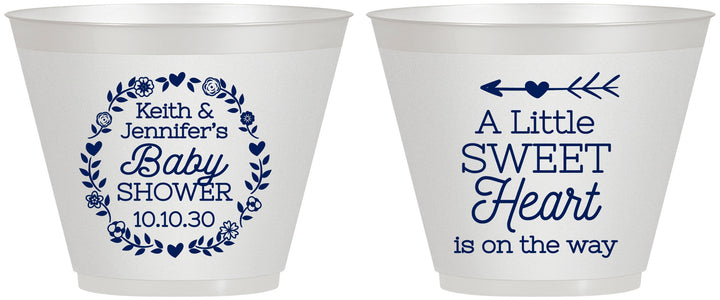 Custom Baby Shower 9 oz Wine Frosted Cups - Little Sweet Heart | 90195