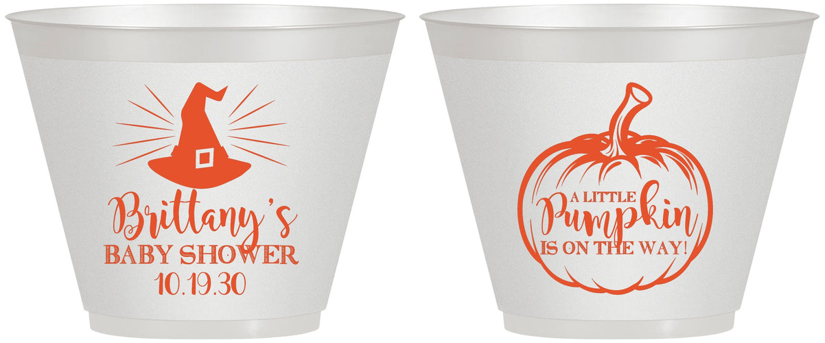 Custom Baby Shower 9 oz Wine Frosted Cups - Little Pumpkin Halloween | 90196