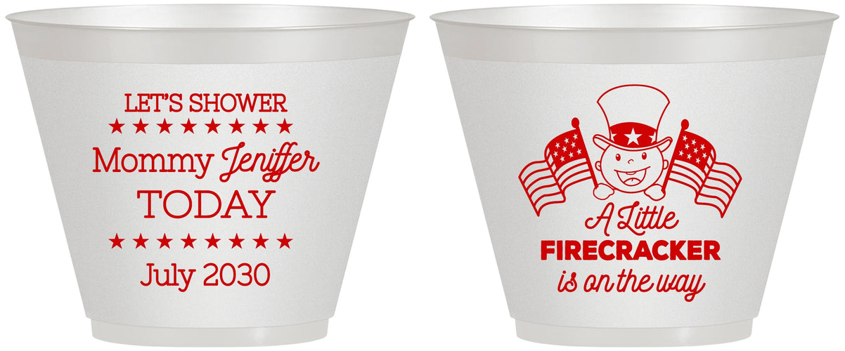Custom Baby Shower 9 oz Wine Frosted Cups - Little Firecracker | 90198