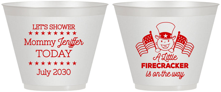 Custom Baby Shower 9 oz Wine Frosted Cups - Little Firecracker | 90198