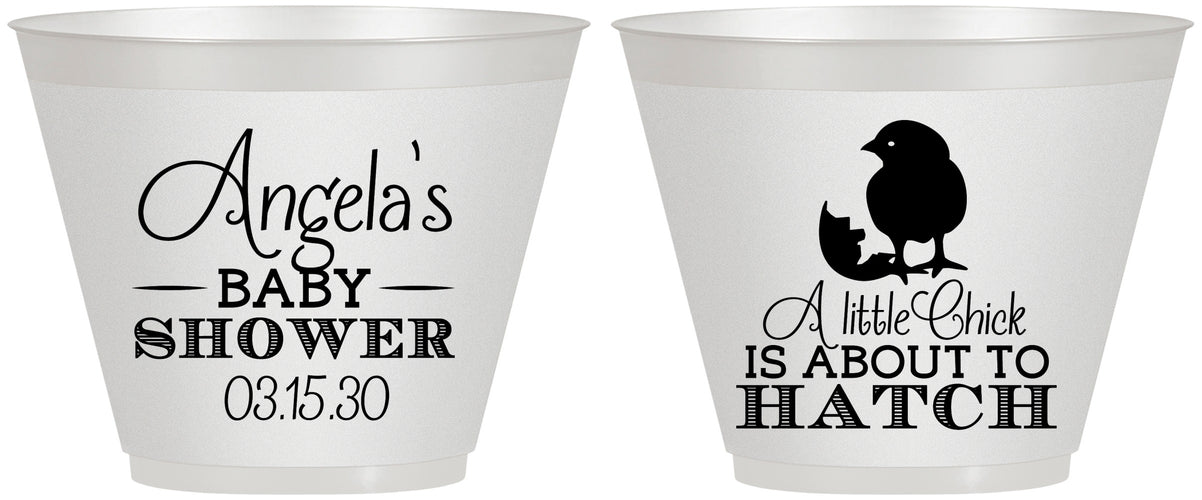 Custom Baby Shower 9 oz Wine Frosted Cups - Chick About To Hatch | 90199