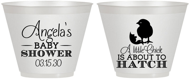Custom Baby Shower 9 oz Wine Frosted Cups - Chick About To Hatch | 90199