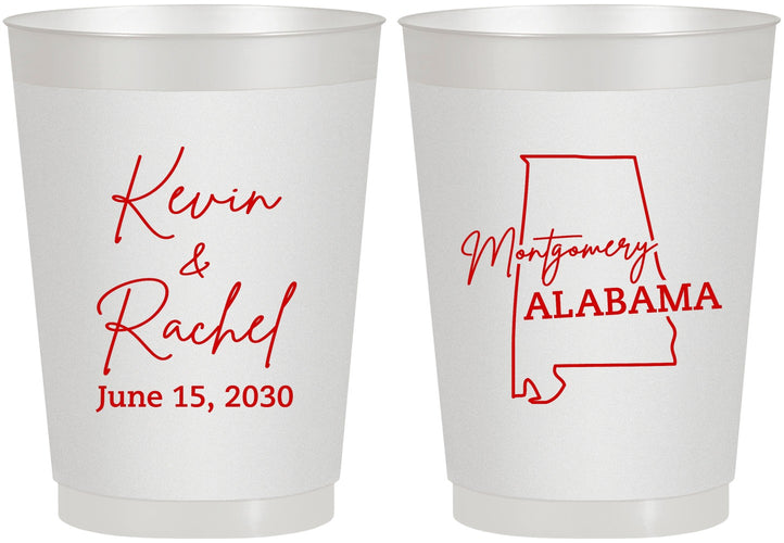 Personalized Wedding 10 oz Frosted Cups - Alabama | 100