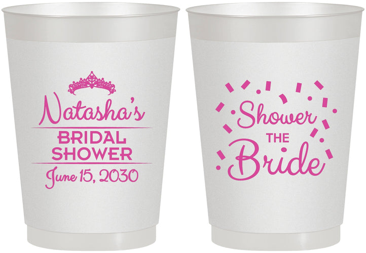 Personalized Bridal Shower 10 oz Frosted Cups - Shower The Bride | 100001