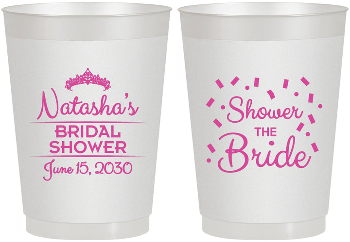 Personalized Bridal Shower 10 oz Frosted Cups - Shower The Bride | 100001