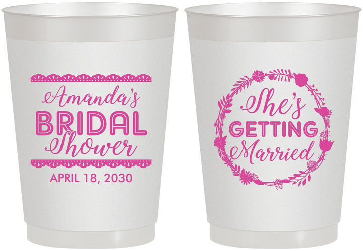 Personalized Bridal Shower 10 oz Frosted Cups - She's Getting Married | 100003