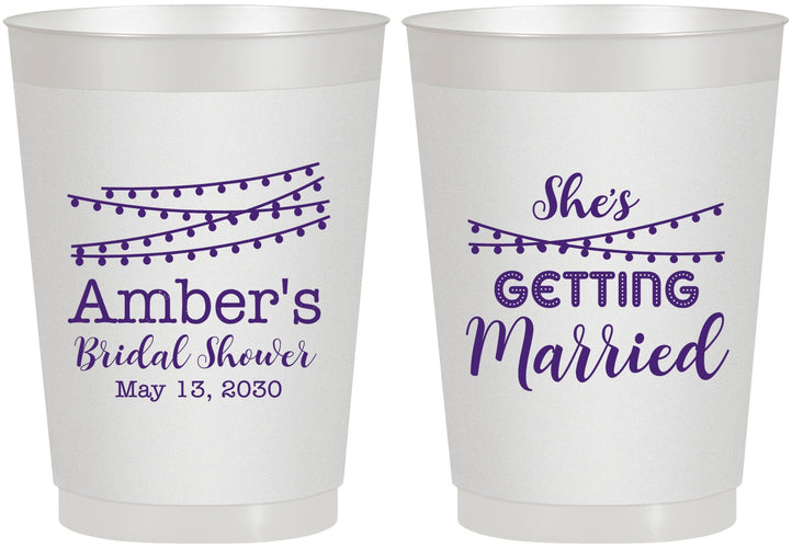 Personalized Bridal Shower 10 oz Frosted Cups - She's Getting Married | 100008